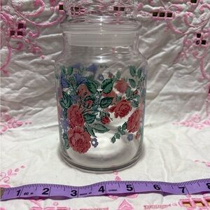 Vintage Floral Glass Storage Jar